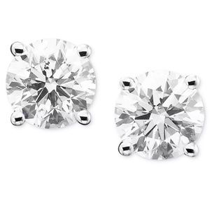 SOLD 14K White Gold 1.00 Carat Natural Diamond Stud Earrings
